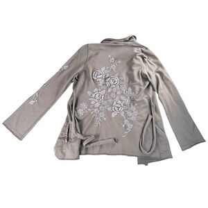 Lucky Brand Vintage Y2K Women's Cotton Embroidered Tie-Cardigan Size Medium